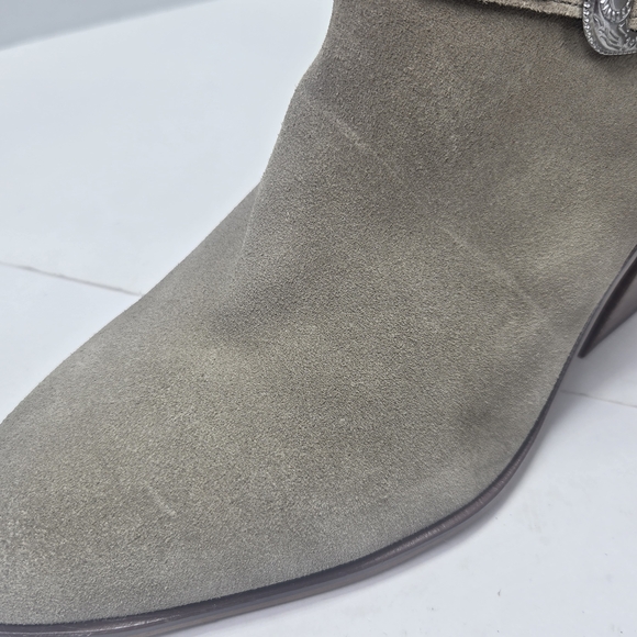 Lucky Brand SOGN buckled Block Heeled Suede Leather Western Boots Size 9 1/2 9.5 - Picture 13 of 16